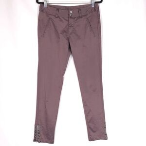 Adidas NEO LABEL‎ Silky Ankle Zip Pants Mid Rise Belt Loops Purple Skinny Size 8